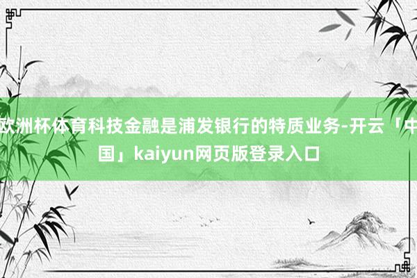 欧洲杯体育科技金融是浦发银行的特质业务-开云「中国」kaiyun网页版登录入口