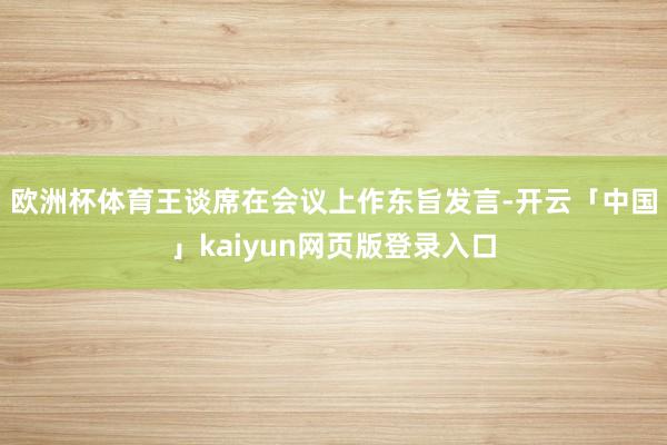 欧洲杯体育 王谈席在会议上作东旨发言-开云「中国」kaiyun网页版登录入口