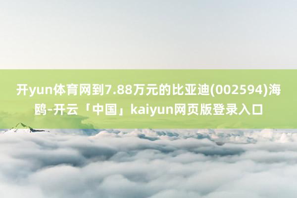 开yun体育网到7.88万元的比亚迪(002594)海鸥-开云「中国」kaiyun网页版登录入口